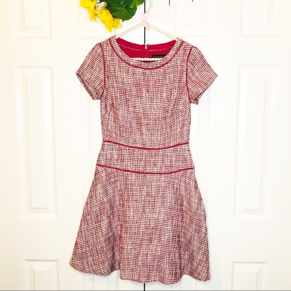 Banana Republic Pink Tweed Fit& Flare A-line Dress - Picture 2 of 11